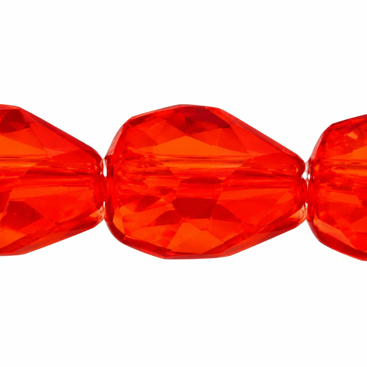 Fire Polished Faceted Teardrop Beads, Transparent Orange (90020), Glass, Czech Republic