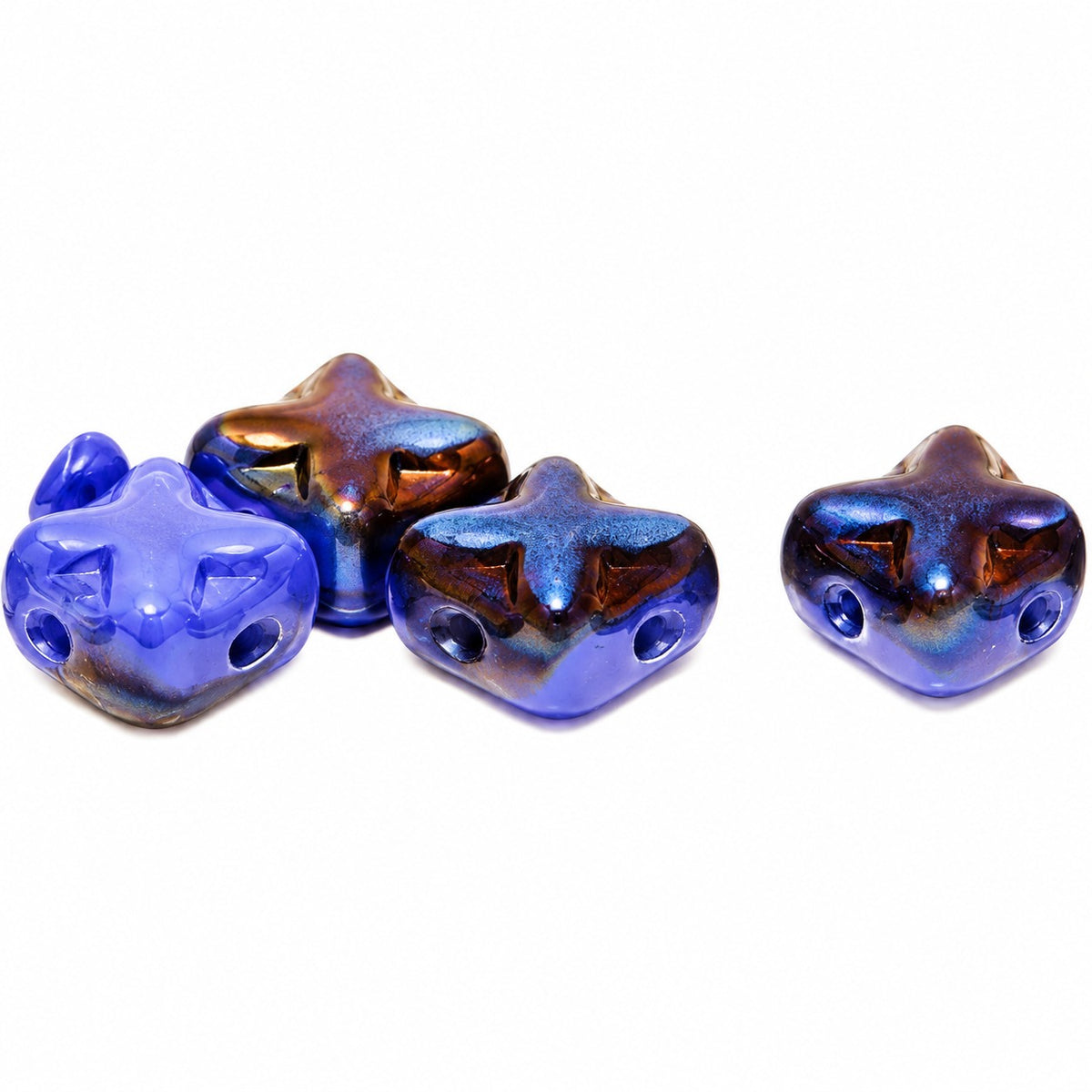 Cross Diagonal Square Beads, Opaque Blue 22201 (33050-22201), Glass, Czech Republic