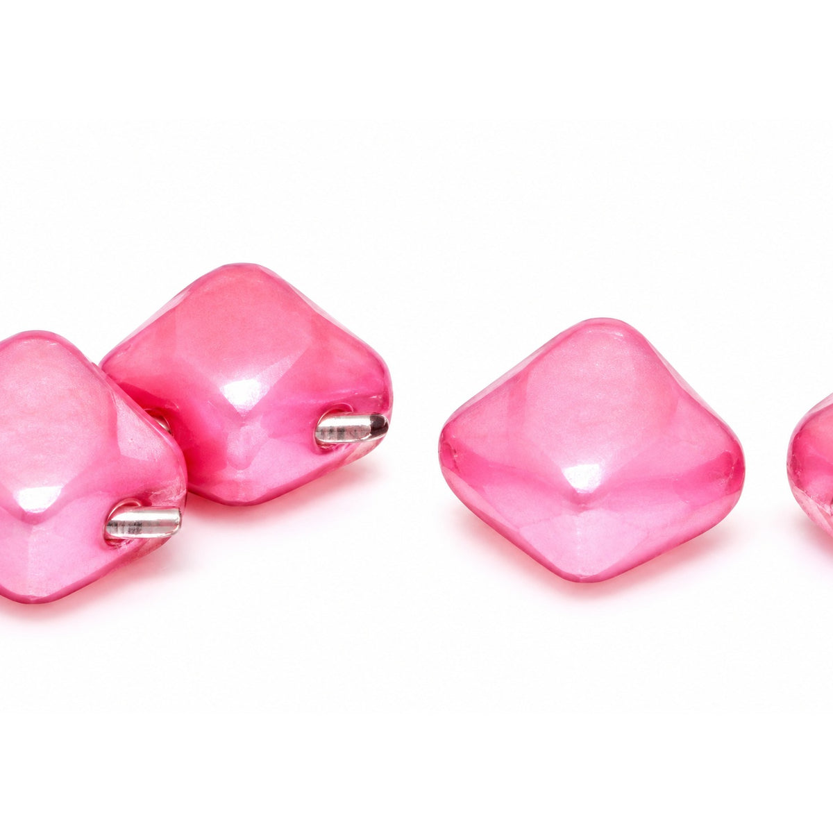 Silky 2-Hole Square Beads, White Pastel Pink (02010-25008), Glass, Czech Republic