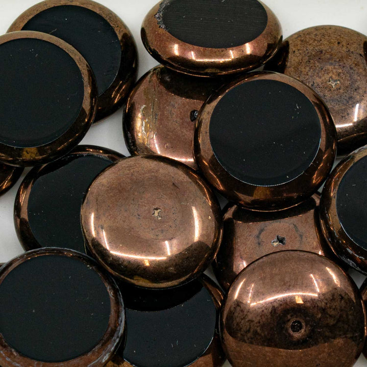 OUTLET 10 grams Table Cut Cabochon Without Hole, 20 x 20 mm, Black Bronze (23980-14415), Glass, Czech Republic