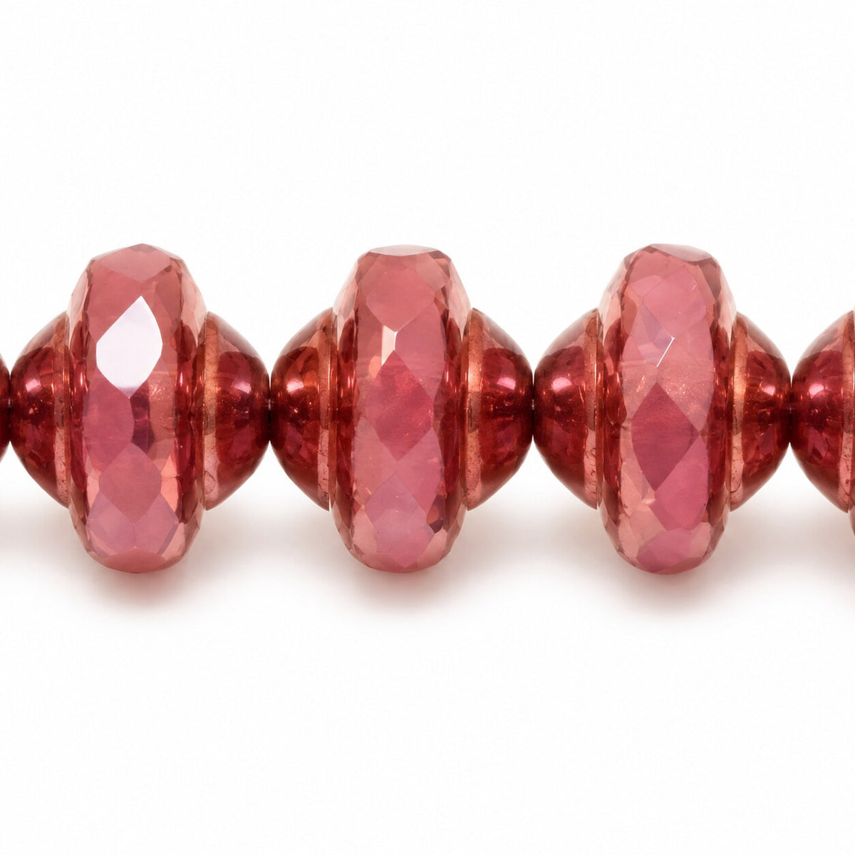 Faceted Special Cut Beads Ufo, Opal Pink Stain Strong (71010-86805), Glass, Czech Republic