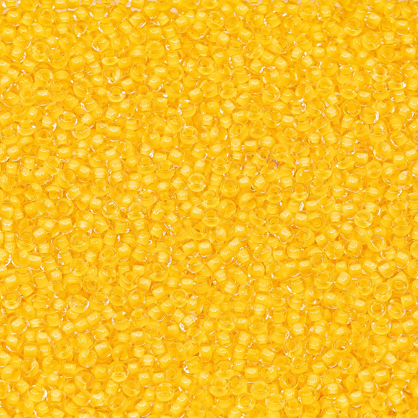 OUTLET 10 grams Preciosa Ornela Seed Beads, Round Hole, Loose, 10/0, crystal, colour lined yellow (38383), Glass, Czech Republic
