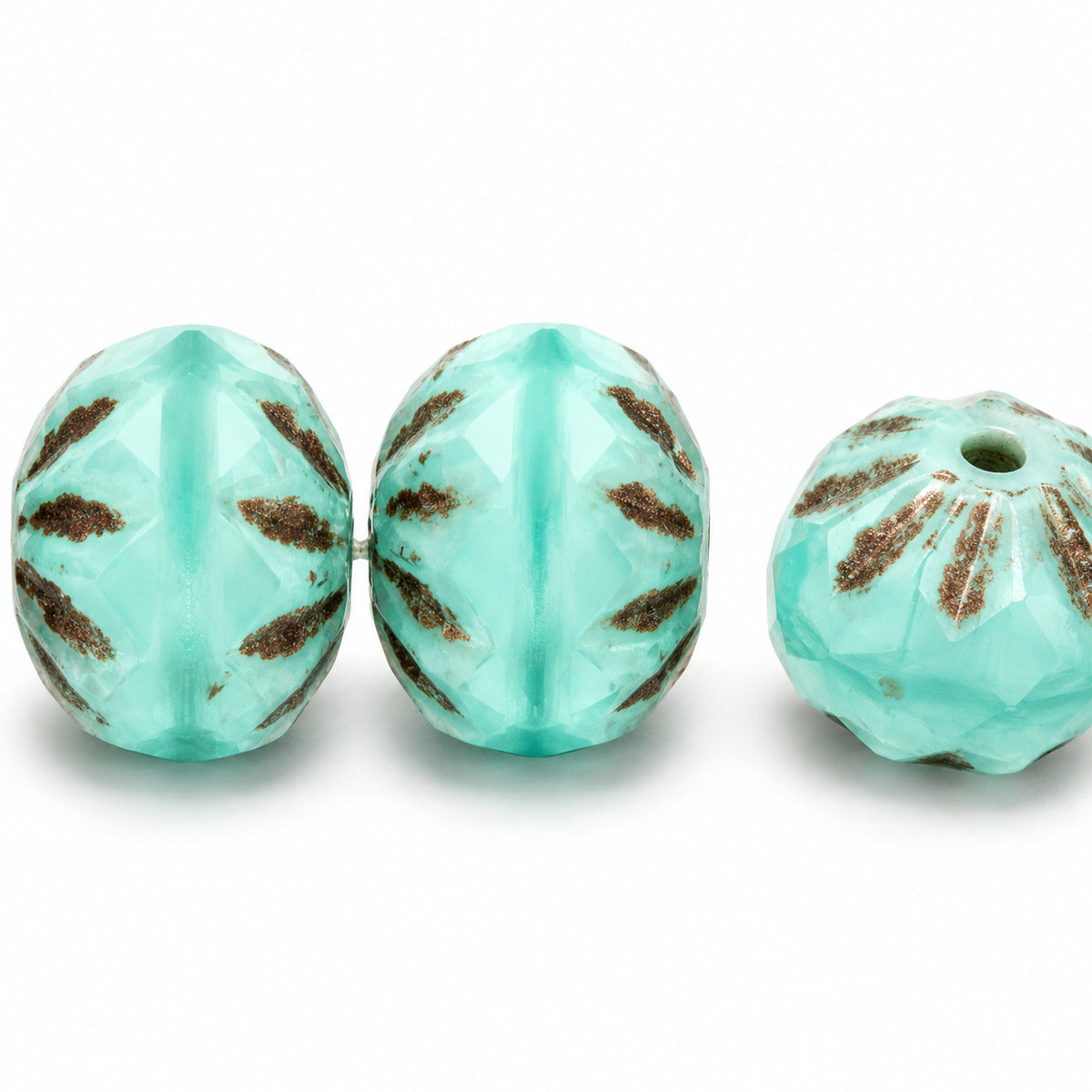 Spiral Rondelle Faceted Fire Polish Beads, 54210 Bronze Lined (54210-54317), Glass, Czech Republic