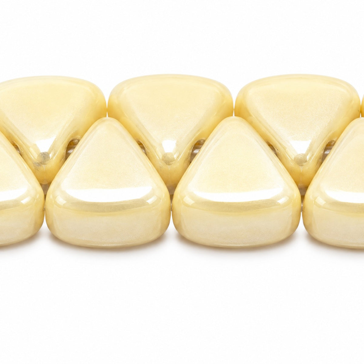 Top Hole Triange Beads, Chalk White Luster Cream (03000-14401), Glass, Czech Republic