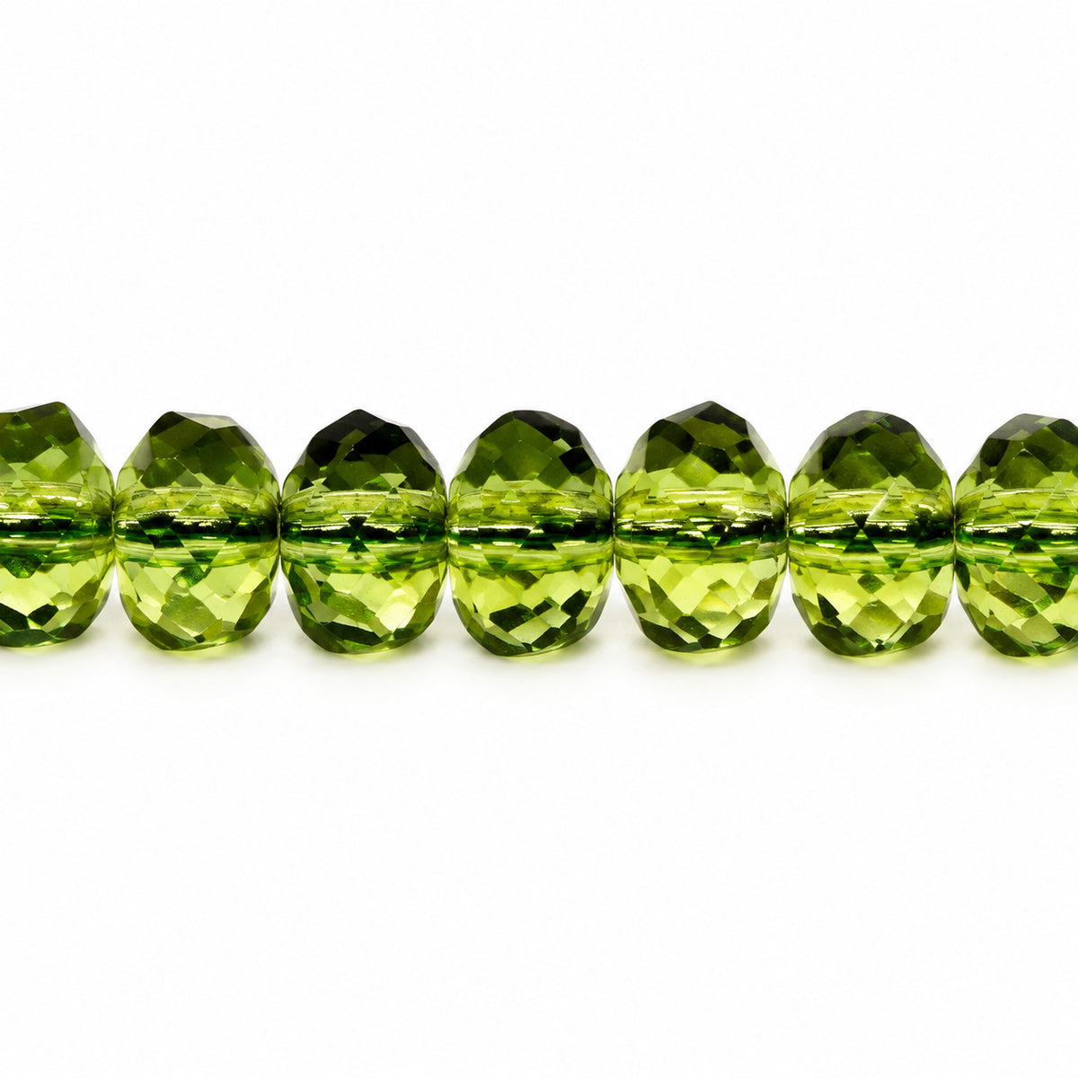 Special Cut Faceted Fire Polished Beads, Transparent Green (50240), Glass, Czech Republic