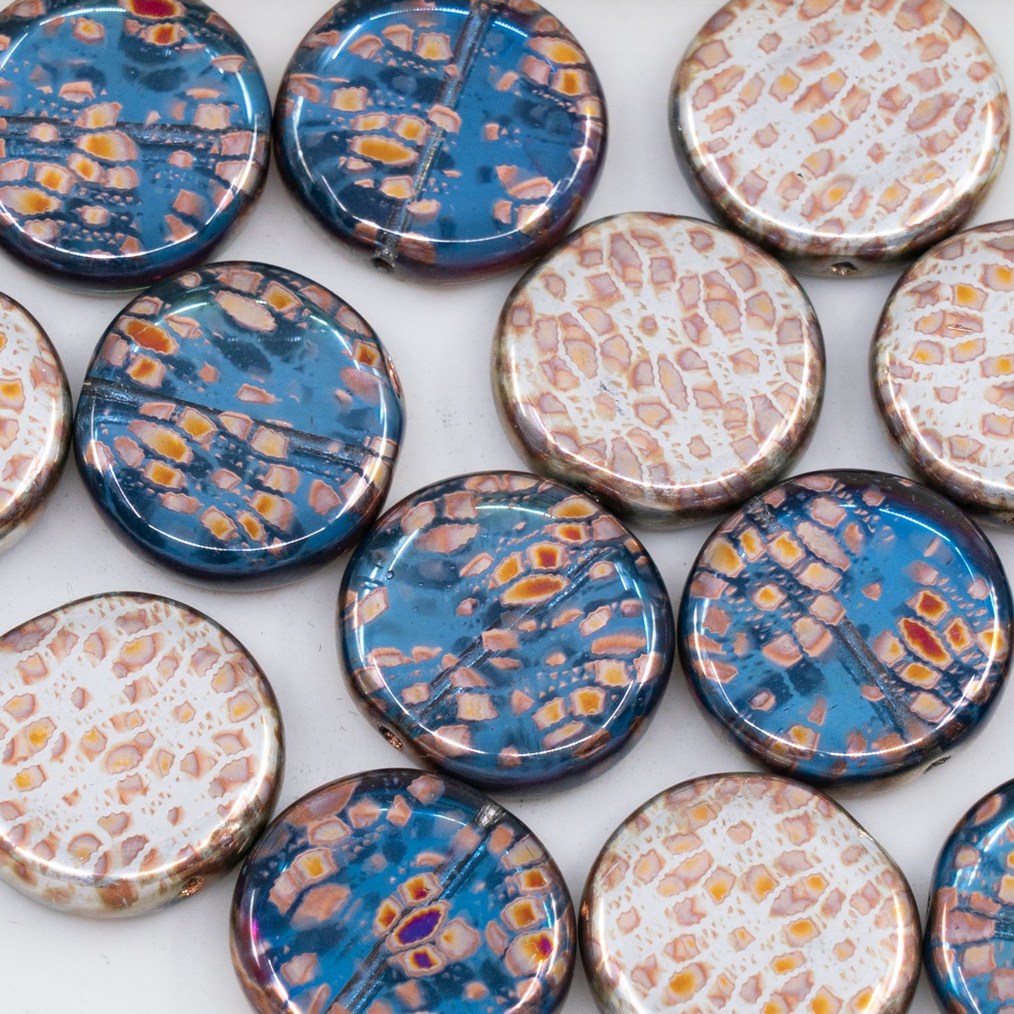 OUTLET 250g/50g Coin Beads, 17 x 17 mm, Batika Mixed Colors 7 (BATIKA-MIX-7), Glass, Czech Republic