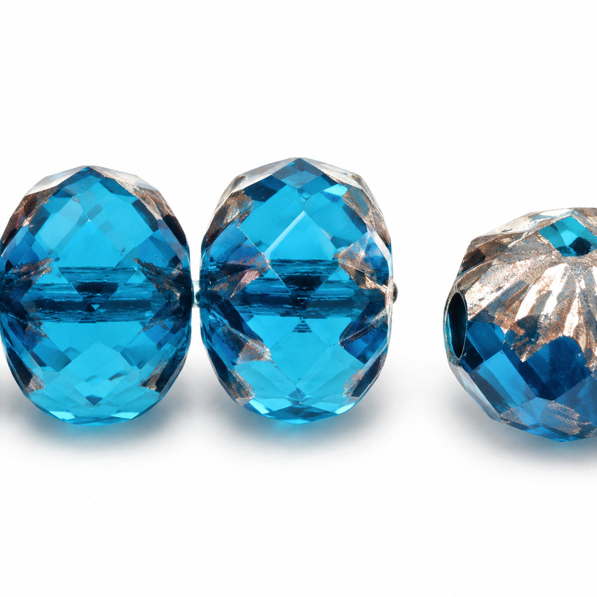 Special Cut Faceted Fire Polished Beads, Transparent Aqua Luster Violet Full Coated (60050-14496), Glass, Czech Republic