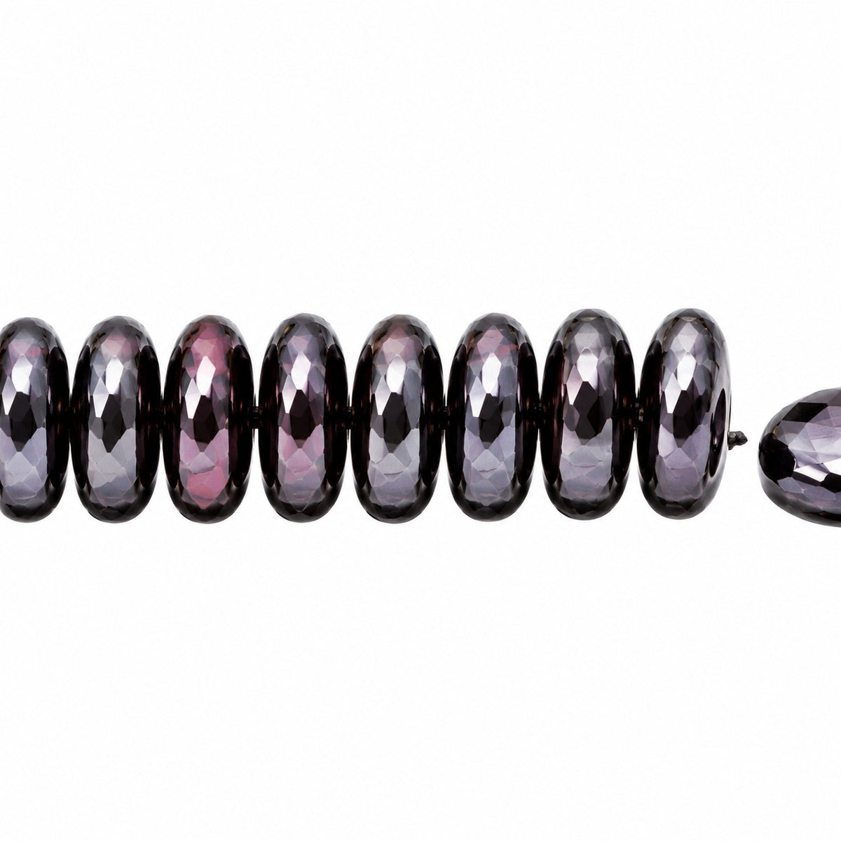 Lentil Round Beads, Black Stain With Luster Blue (23980-65431), Glass, Czech Republic