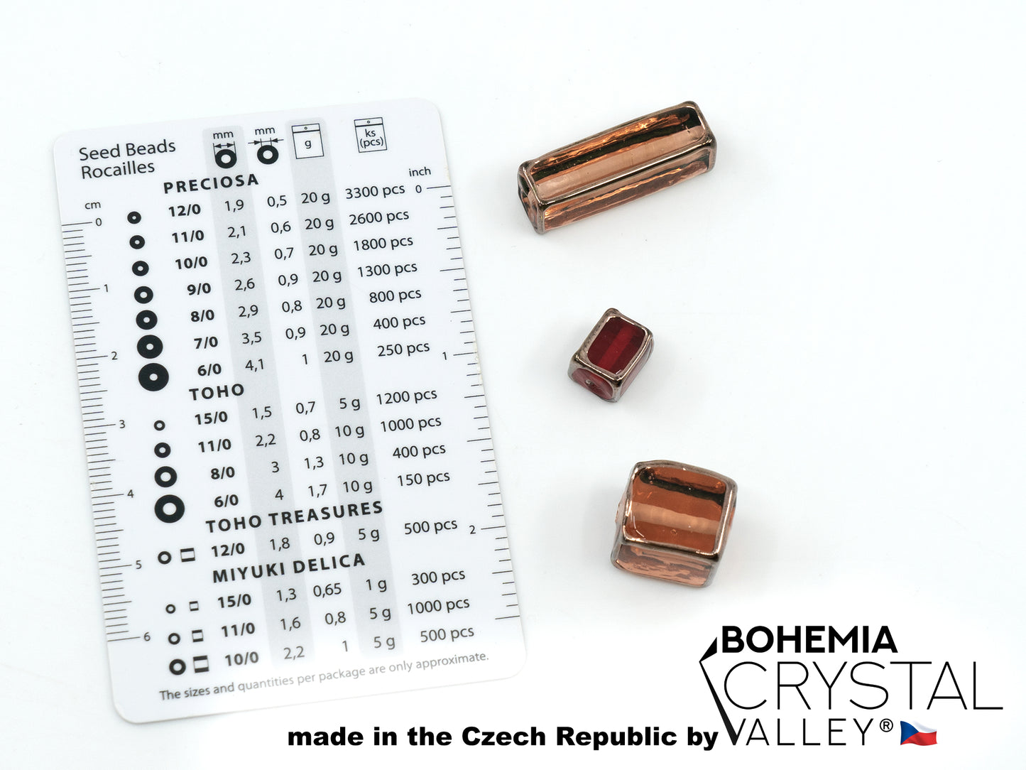 30 pcs Lampwork Beads 586 / Small Bar (271-00-628), Handmade, Preciosa Glass, Czech Republic