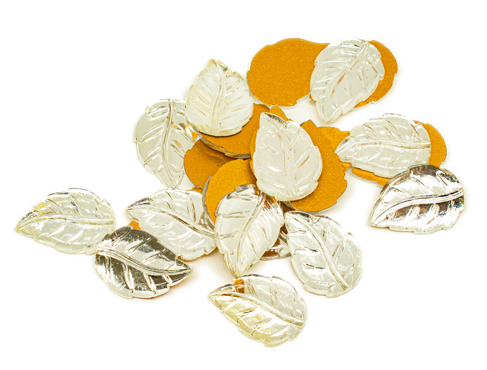 アウトレット 10グラム カボションビーズ、15 x 11 mm、クリスタルフォイルリーフ(00030-foiled-leaves)、ガラス、チェコ共和国