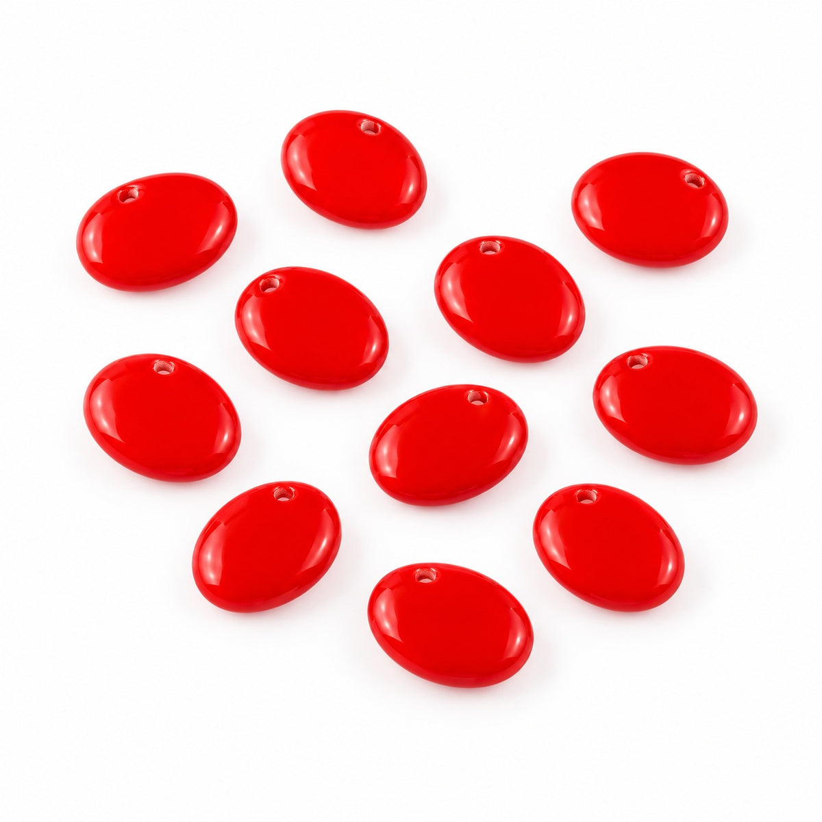 Oval Lentil Beads, Red (93190), Glass, Czech Republic
