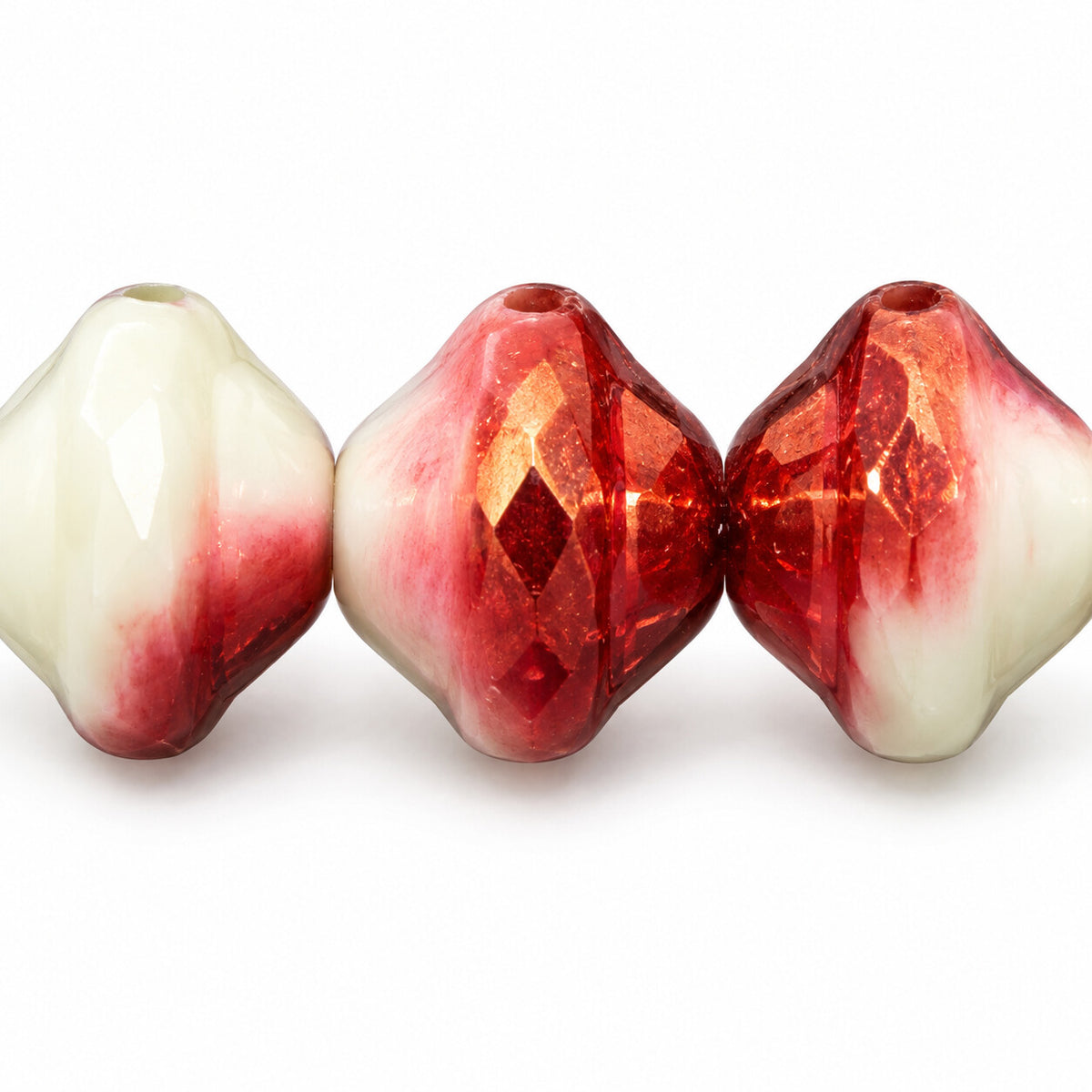 Faceted Special Cut Beads, 83529 Luster Red Half Coated (83529-14295), Glass, Czech Republic