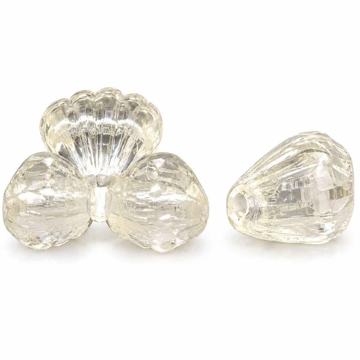 Flower Beads, Crystal (00030), Glass, Czech Republic