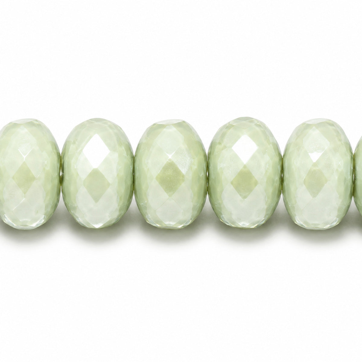 Special Cut Faceted Fire Polished Beads, Chalk White Luster Green Full Coated (03000-14457), Glass, Czech Republic
