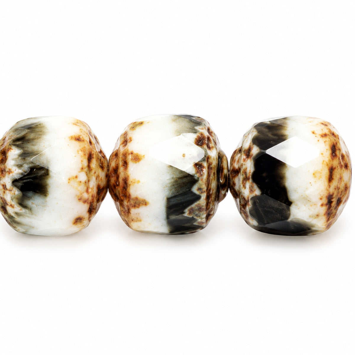 Cathedral Faceted Fire Polished Beads, X3074 Picasso (x3074-43400), Glass, Czech Republic