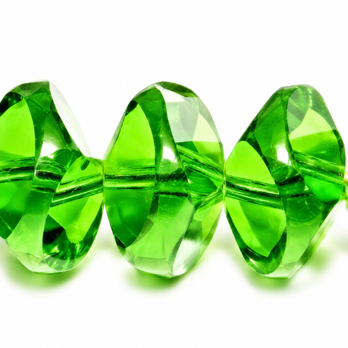 Faceted Special Cut Beads Rivoli, Transparent Green (50420), Glass, Czech Republic