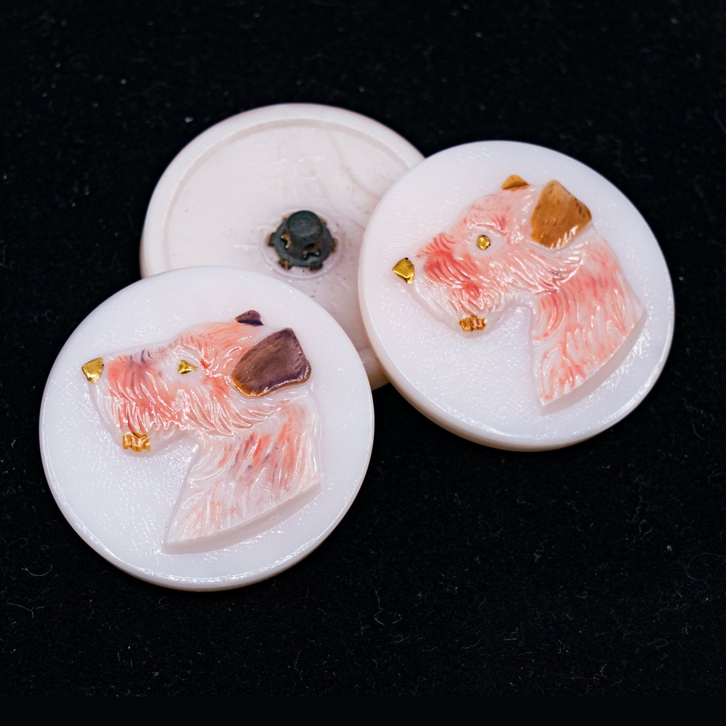 OUTLET 1 pcs Czech Glass Handmade Button, s12 x 27 mm, Dog Pink (dog-pink), Glass, Czech Republic