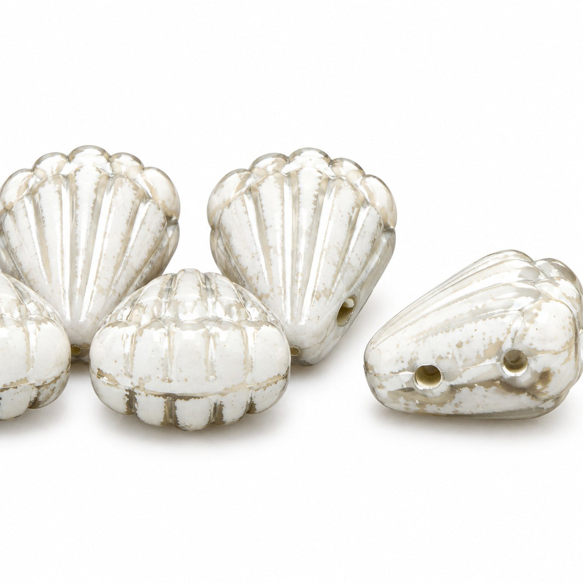 Flower Beads, Chalk White Silver Lined (03000-54201), Glass, Czech Republic