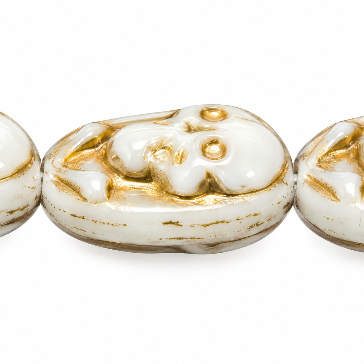 Skull In Oval Beads, White Gold Lined (02010-54202), Glass, Czech Republic