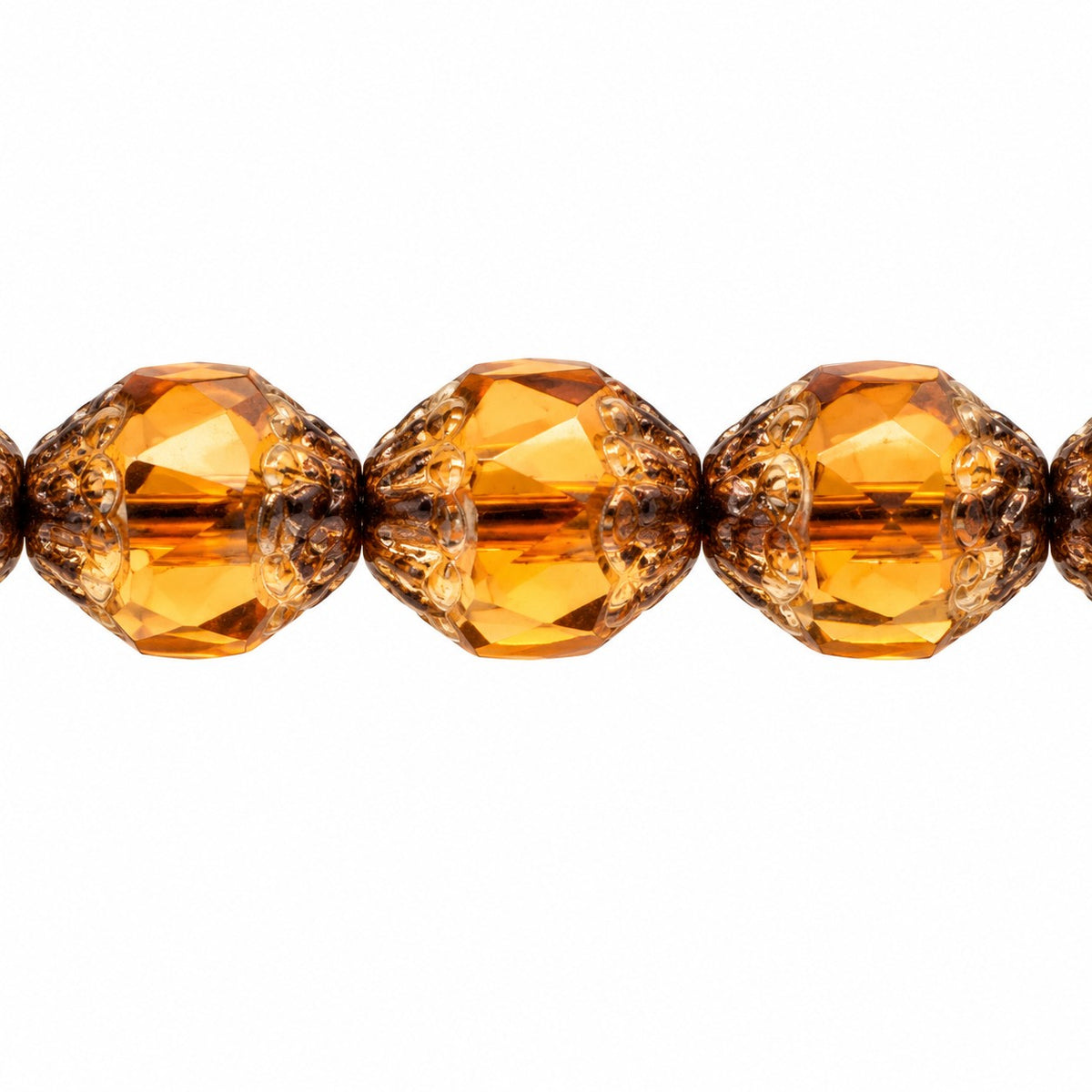 Special Cut Faceted Fire Polished Beads, Transparent Orange Platin (10080-13702), Glass, Czech Republic