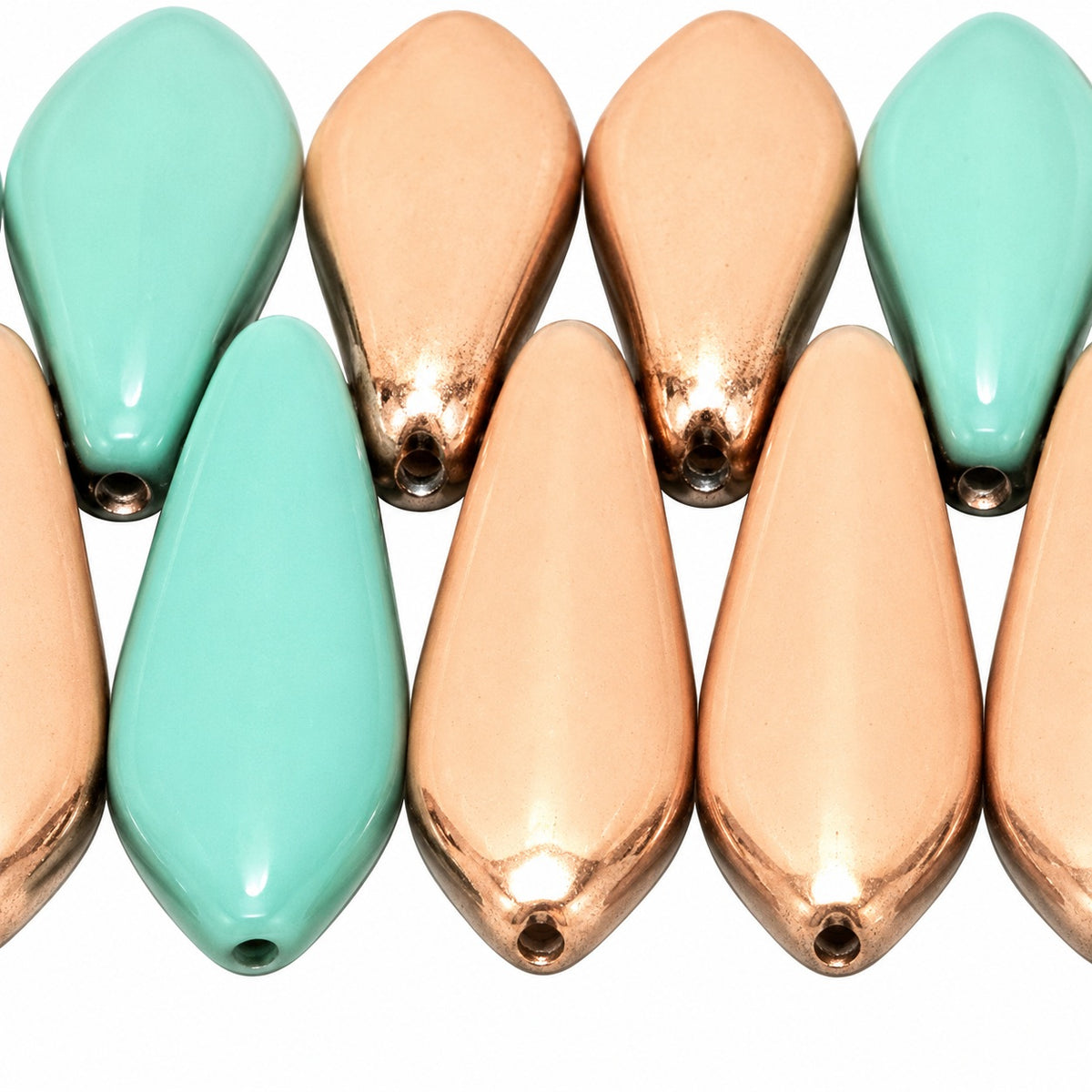 Dagger Beads, Turquise Rose Gold Capri (63120-27101), Glass, Czech Republic