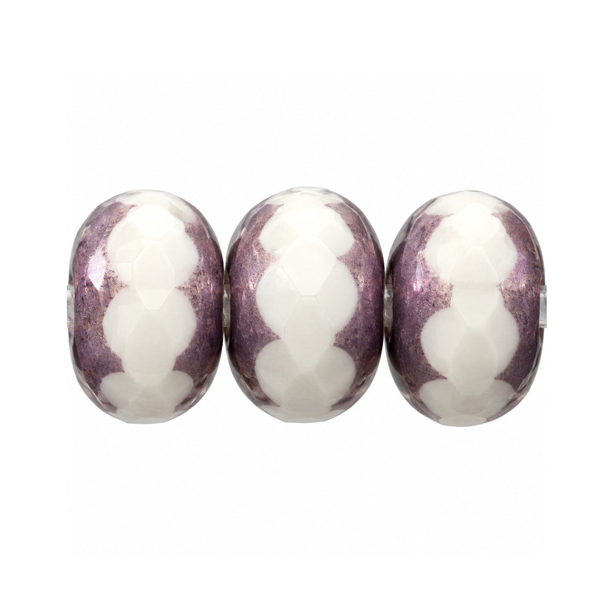 Rondelle Faceted Fire Polish Beads, Chalk White Bronze (03000-14415), Glass, Czech Republic