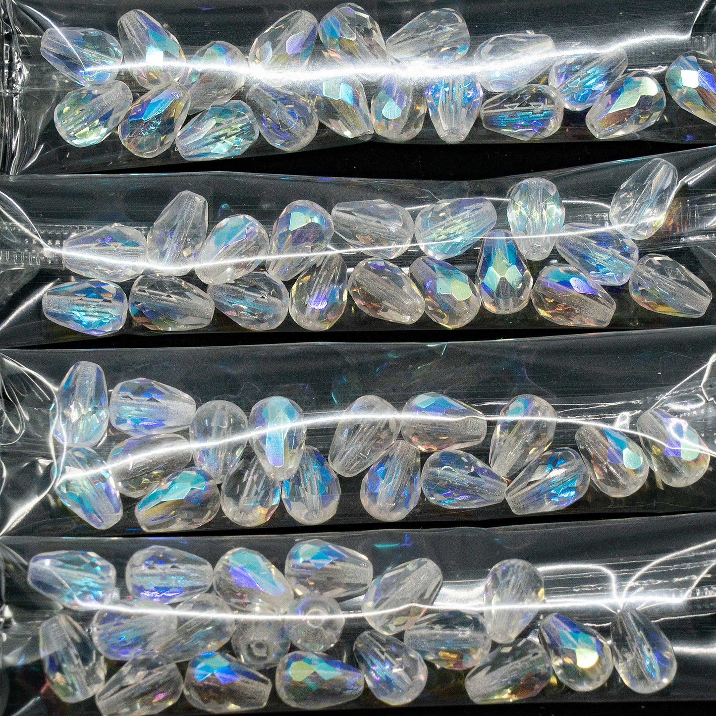 OUTLET 10 克梨形泪珠刻面火抛光,10 x 7 毫米,水晶 Ab (00030-28701),玻璃,捷克共和国