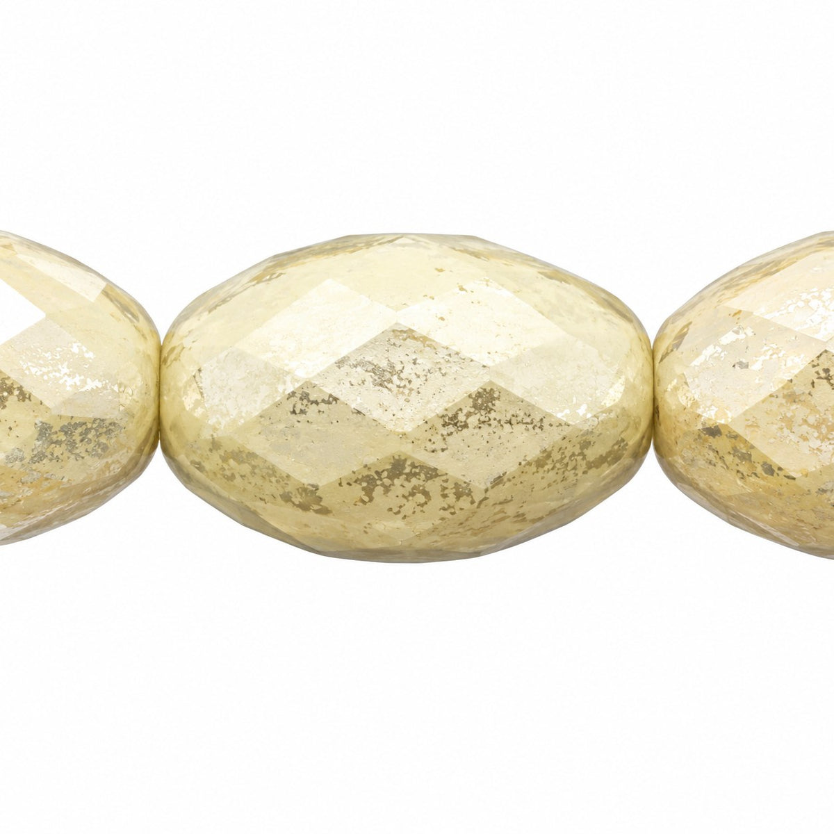 Oval Faceted Beads, Chalk White Terracotta Silver (03000-15481), Glass, Czech Republic