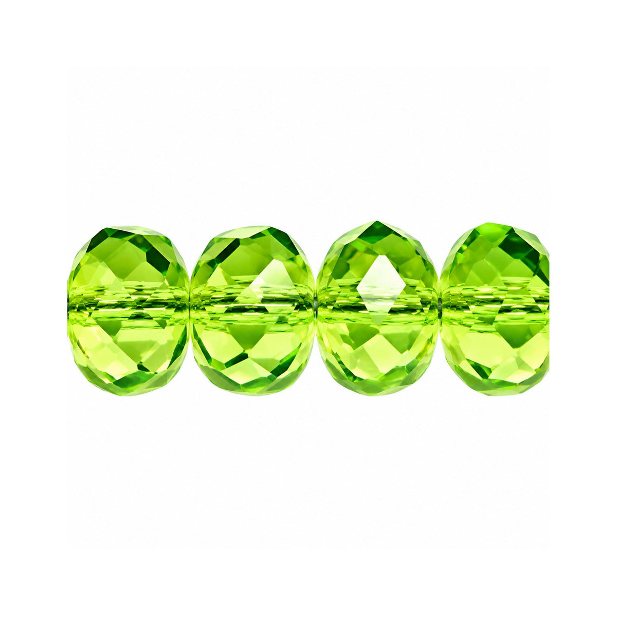 Special Cut Faceted Fire Polished Beads, Transparent Green (50410), Glass, Czech Republic