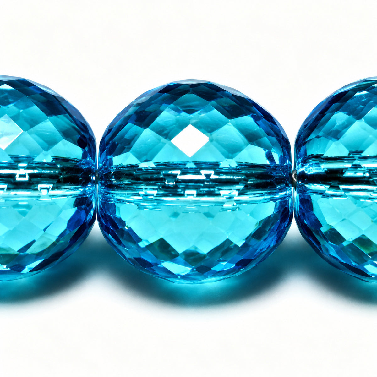 Faceted Round Fire Polish Beads - Small Cut, Transparent Aqua (60010), Glass, Czech Republic