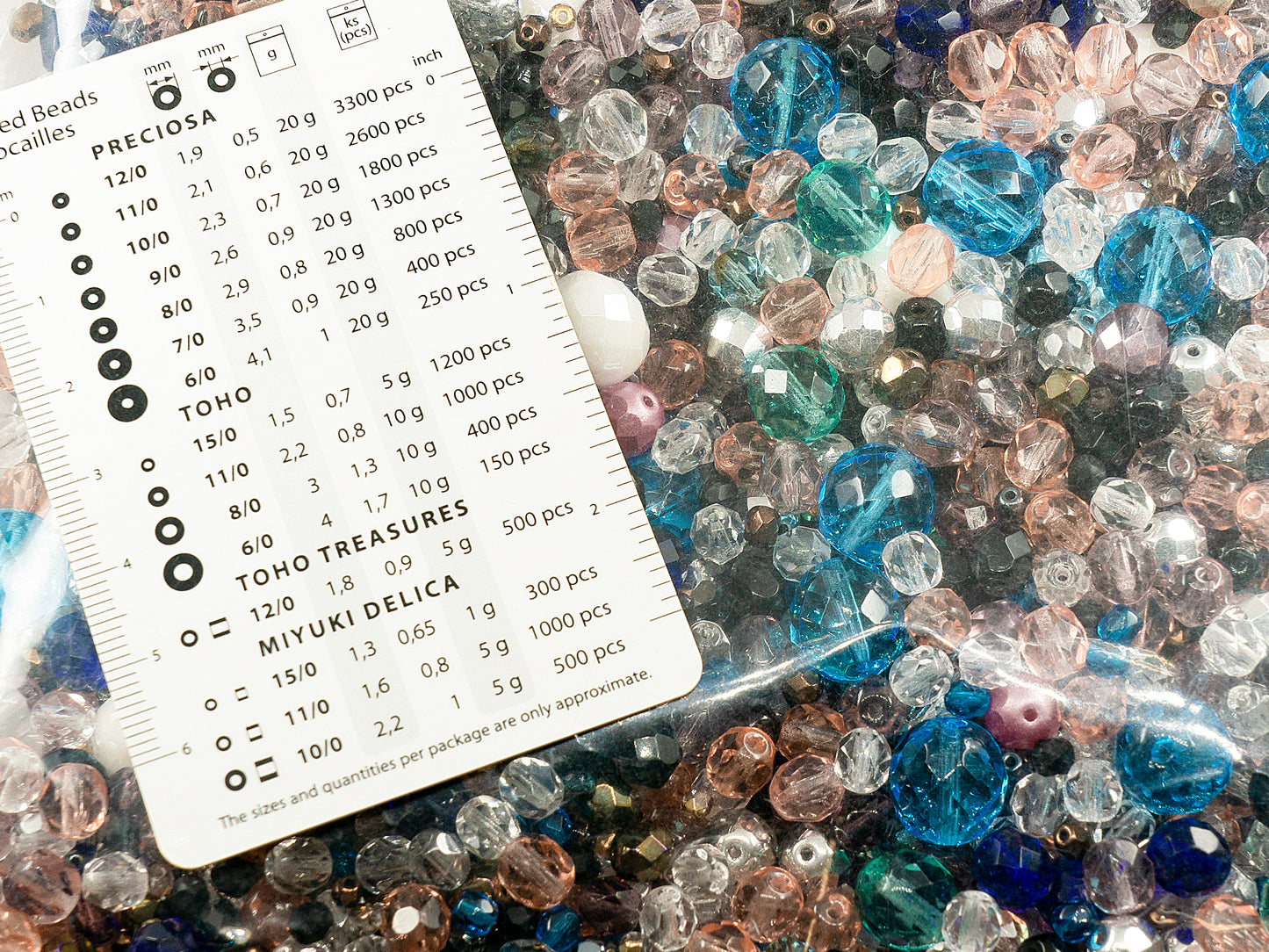 OUTLET 250g Faceted Fire Polished Round Beads , mi x mi mm, Mixed Colors Blue Beige (mix blue beige), Glass, Czech Republic