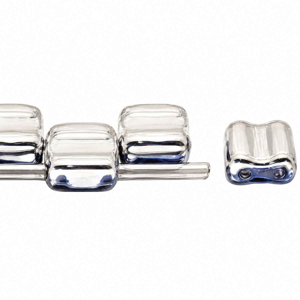 Silky 2-Hole Square Beads, Transparent Light Amethyst Crystal Silver Half Coating (20210-27001), Glass, Czech Republic