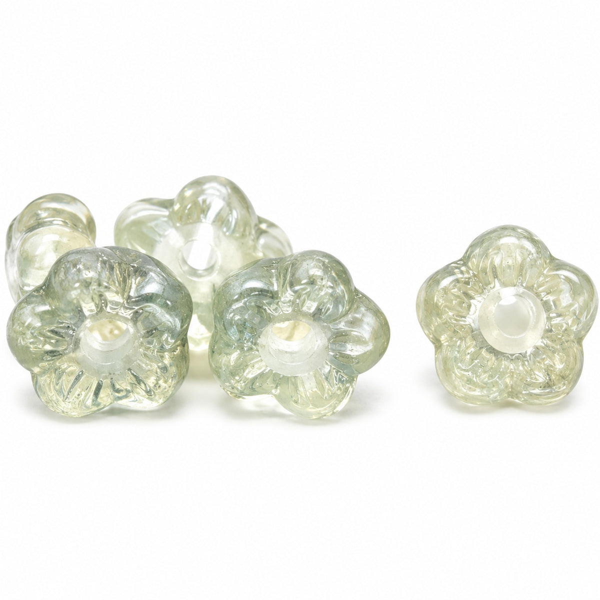 Forget Me Not Beads, Crystal Luster Green Full Coated (00030-14457), Glass, Czech Republic
