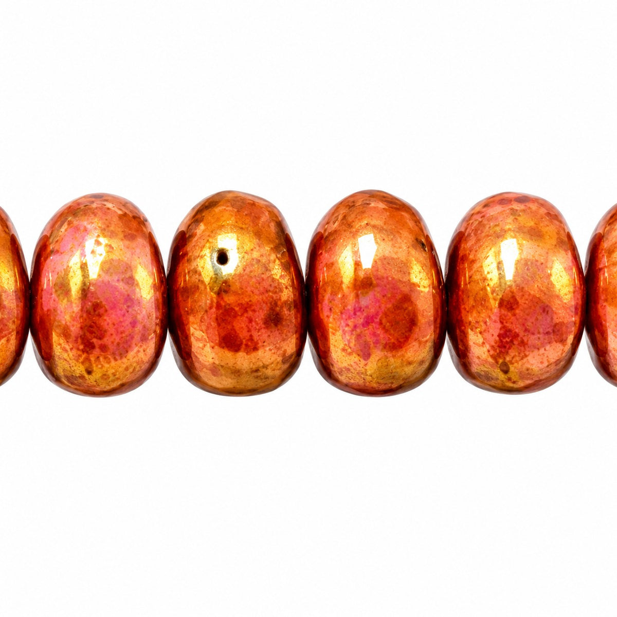 Oval Beads, Chalk White Stain With Luster Blue (03000-65431), Glass, Czech Republic