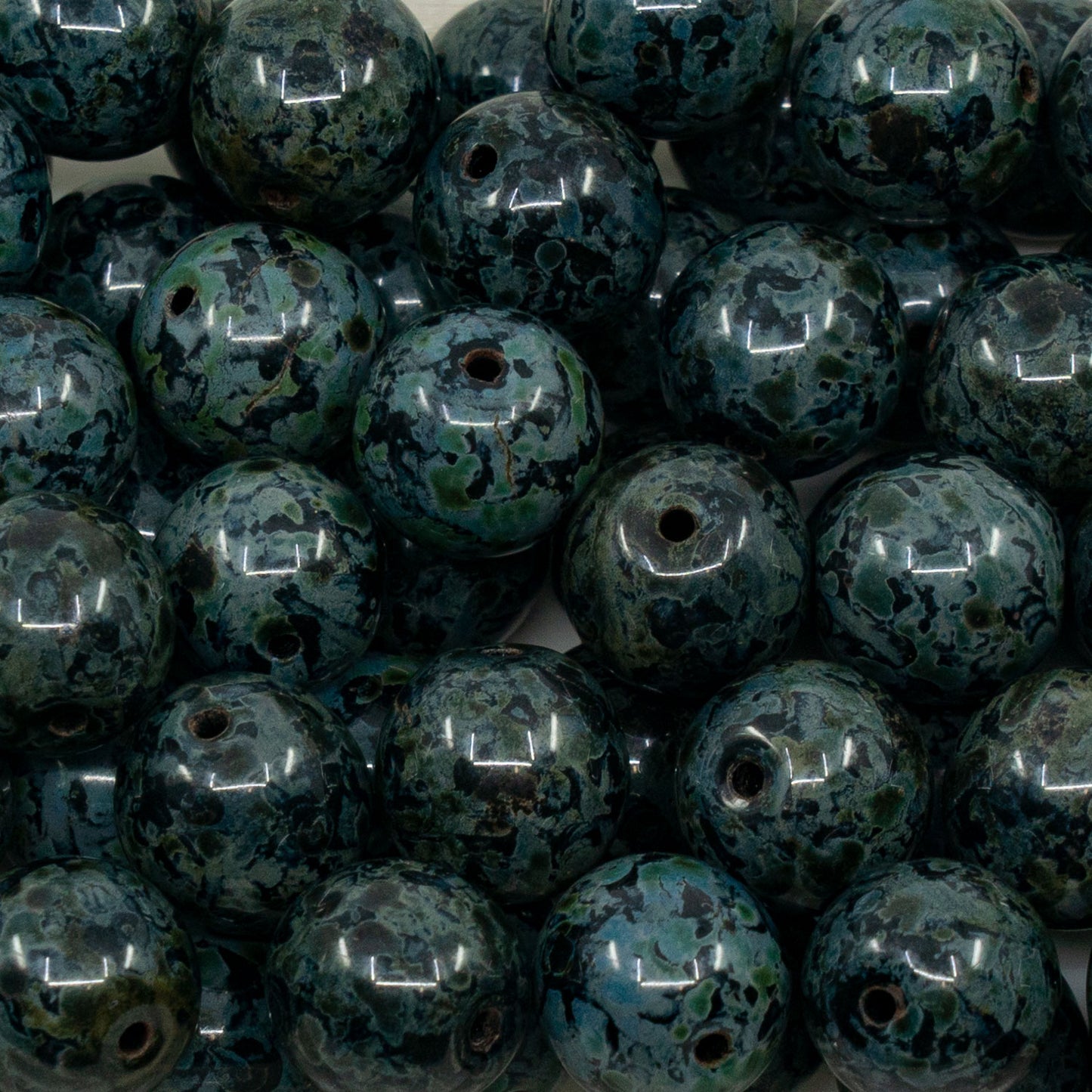 奥特莱斯 250克圆形Druck珠,12 x 12毫米,黑色石灰华(23980-86800),玻璃,捷克共和国