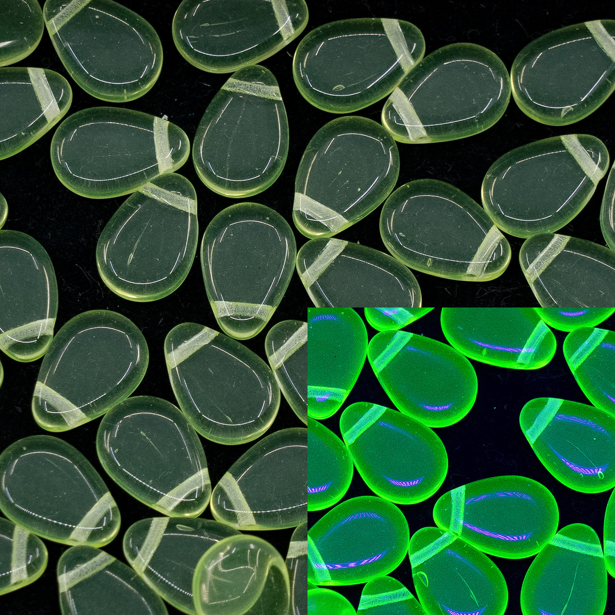 OUTLET 250g/50g Flat Tear Teardrop Beads, 9 x 11 mm, Transparent Yellow (80130), Glass, Czech Republic