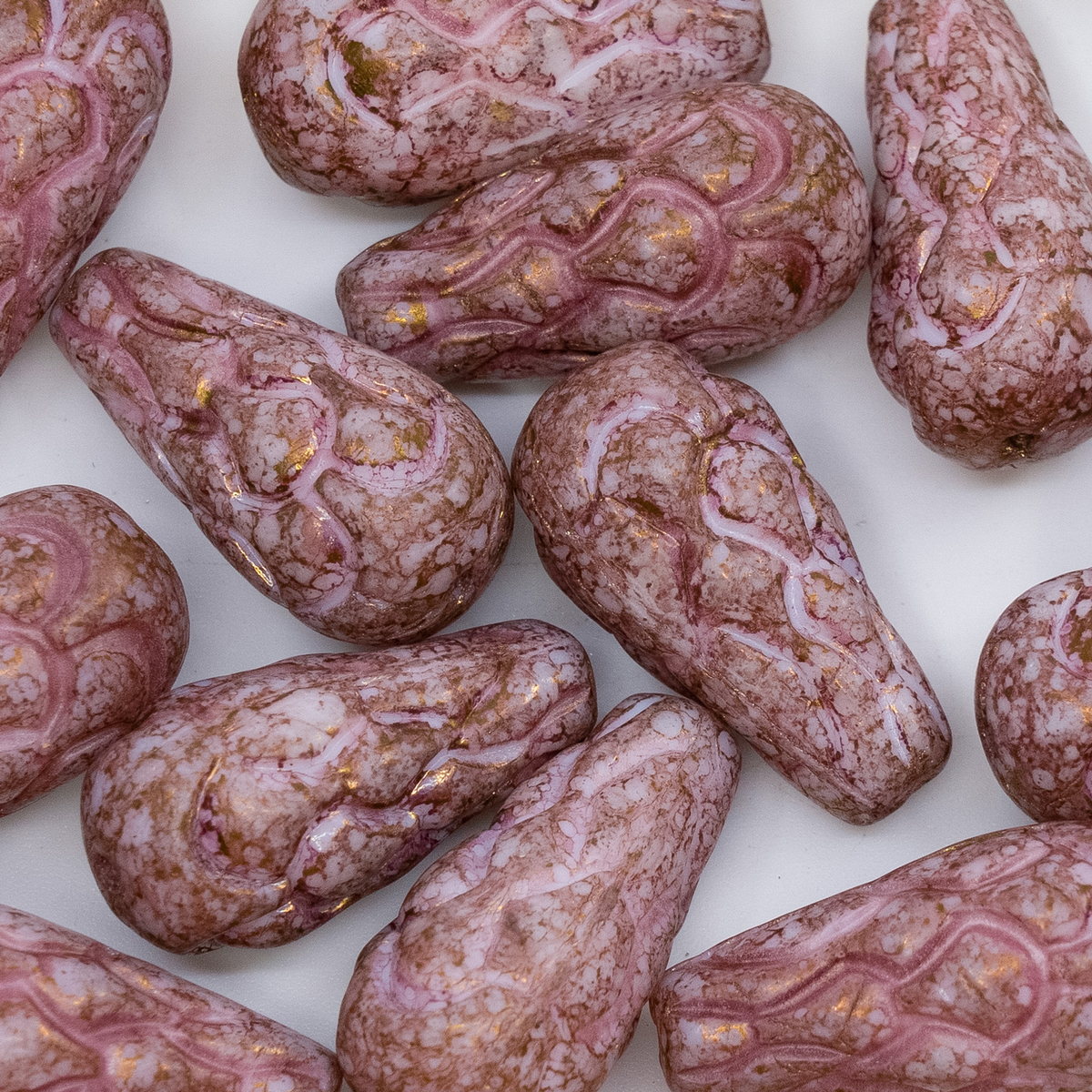 OUTLET 250g/50g Pinecone Beads, 25 x 12 mm, White Terracotta Violet (02010-15496), Glass, Czech Republic