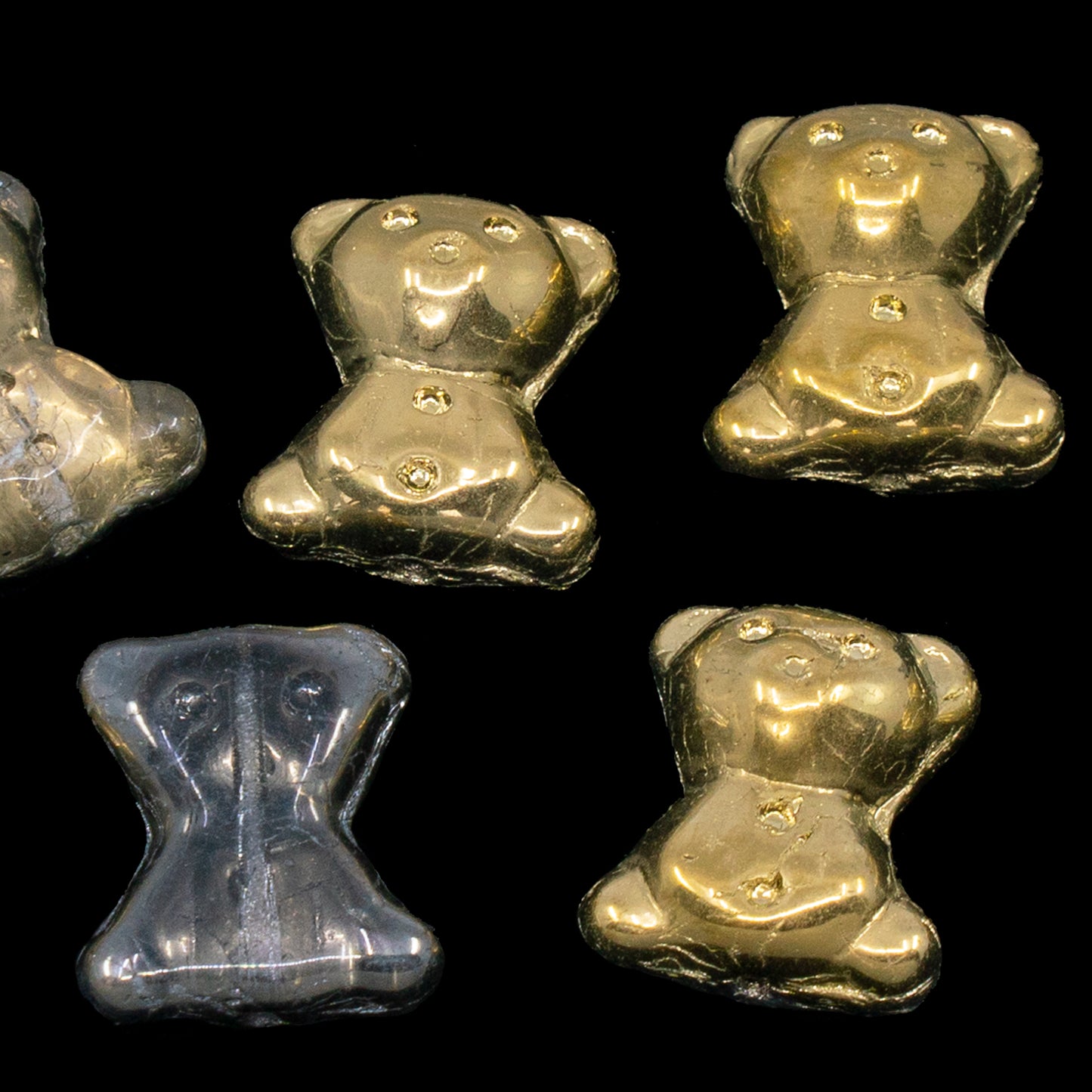 OUTLET 50 grams Cute Bear Beads, 20 x 9 mm, Gold (00030-26441), Glass, Czech Republic