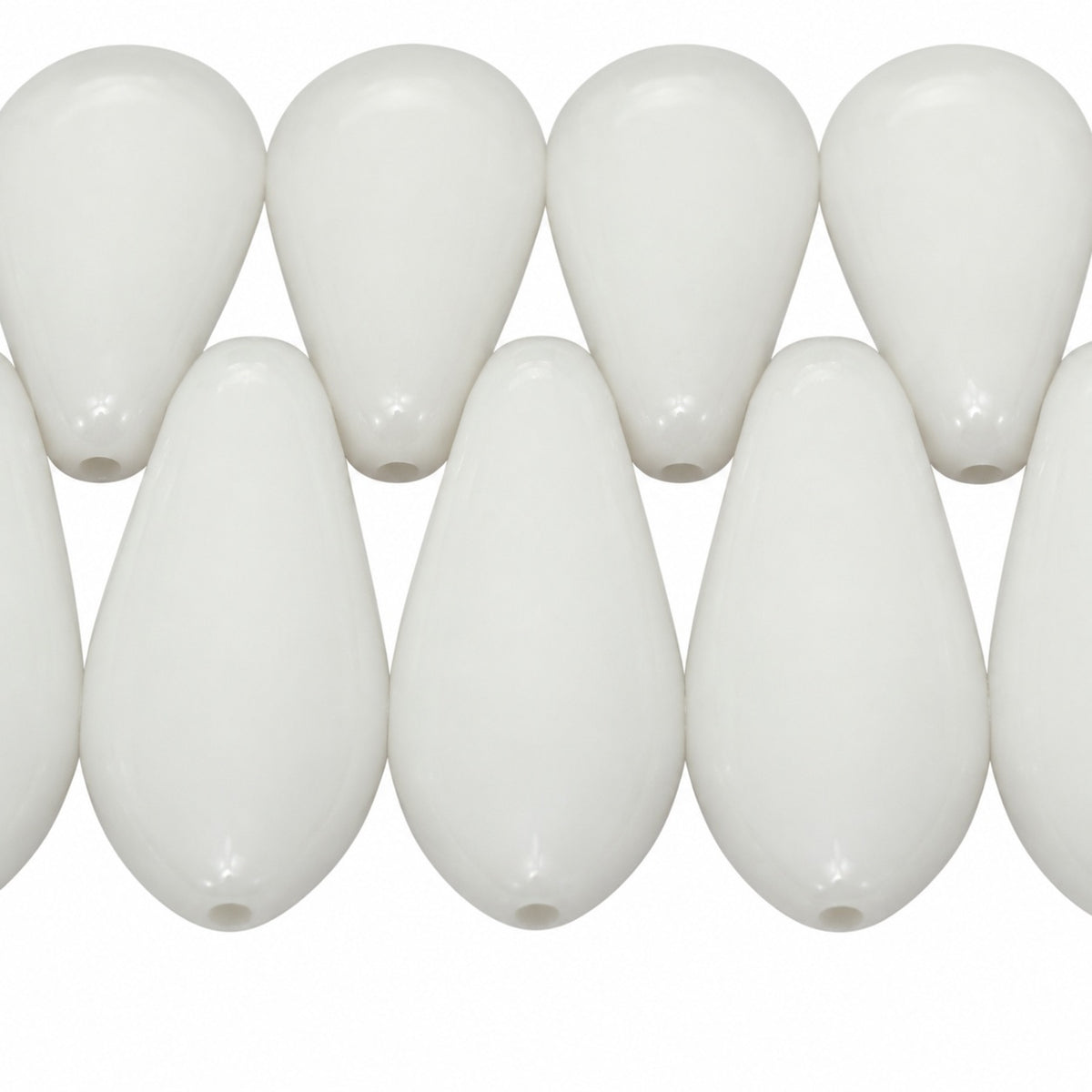 Dagger Beads, White (02010), Glass, Czech Republic