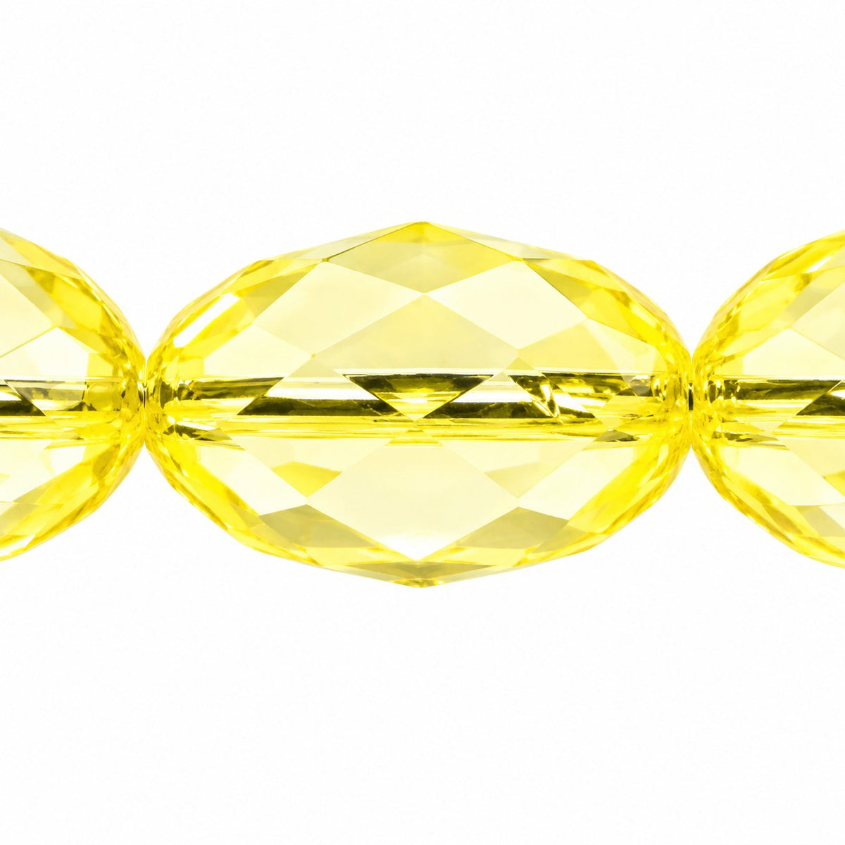 Oval Faceted Beads, Transparent Yellow (80130), Glass, Czech Republic