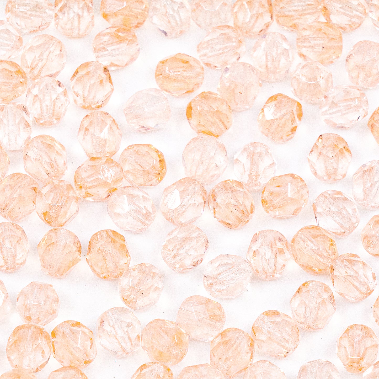OUTLET 250g/50g Faceted Round Fire Polished Beads, 6 x 6 mm, Lght Pink (lght-pink), Glass, Czech Republic