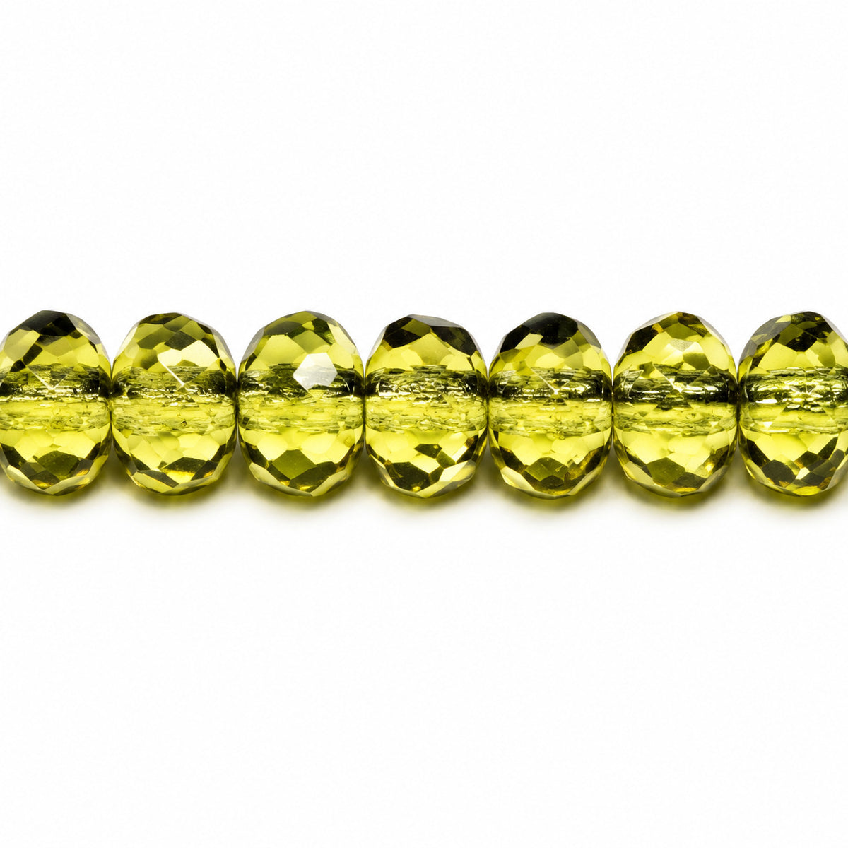Special Cut Faceted Fire Polished Beads, Transparent Green (50230), Glass, Czech Republic