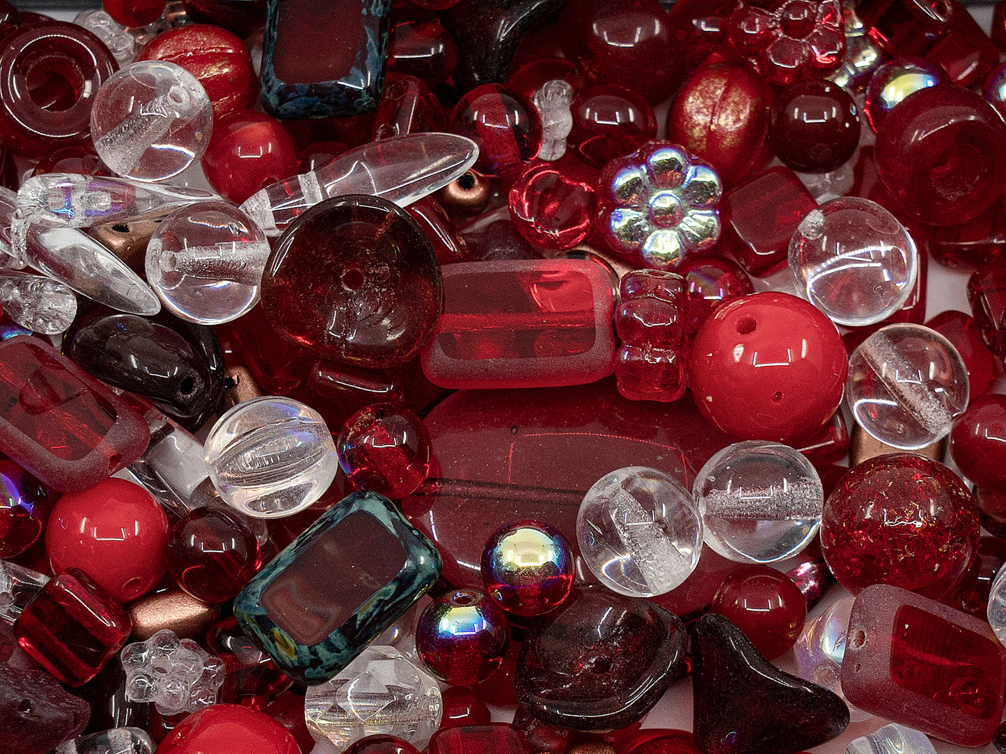 OUTLET Mix Of Unique Czech Bohemia Glass Pressed Beads, mm, Glass, Czech Republic