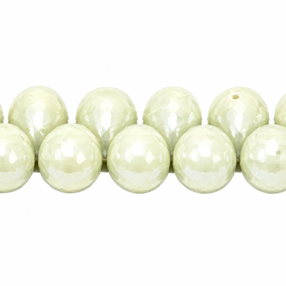 Drop Beads, Chalk White Luster Green Full Coated (03000-14457), Glass, Czech Republic