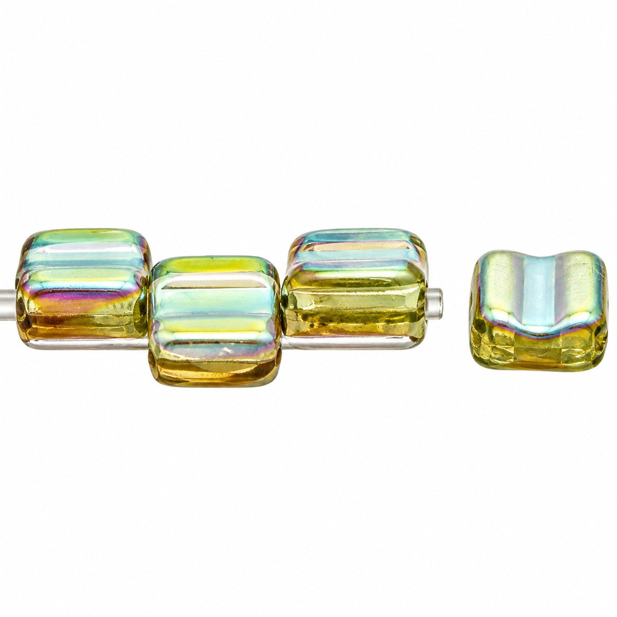 Silky 2-Hole Square Beads, T0110 Ab (t0110-28701), Glass, Czech Republic