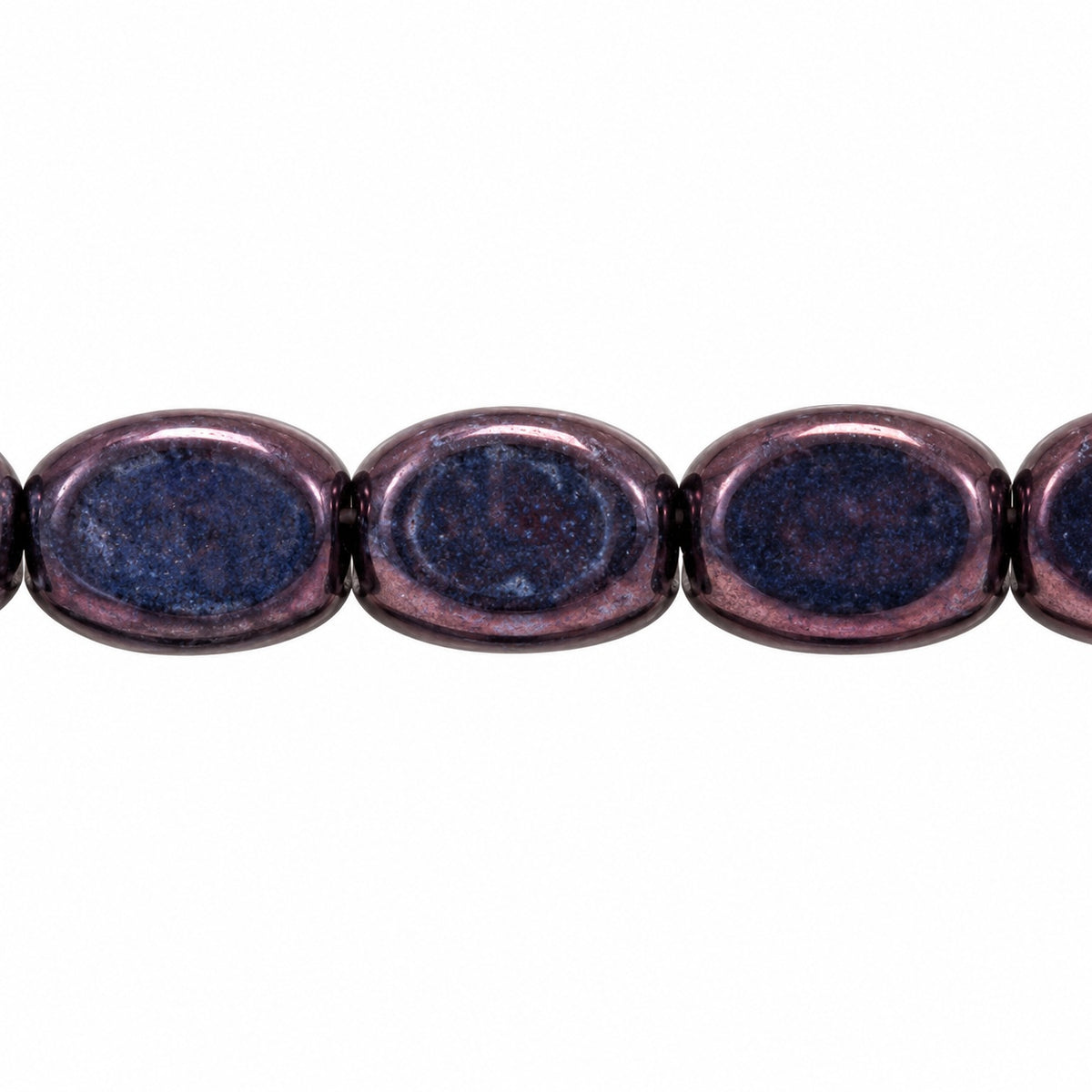 3-Side Oval Beads, Chalk White Purple (03000-15726), Glass, Czech Republic
