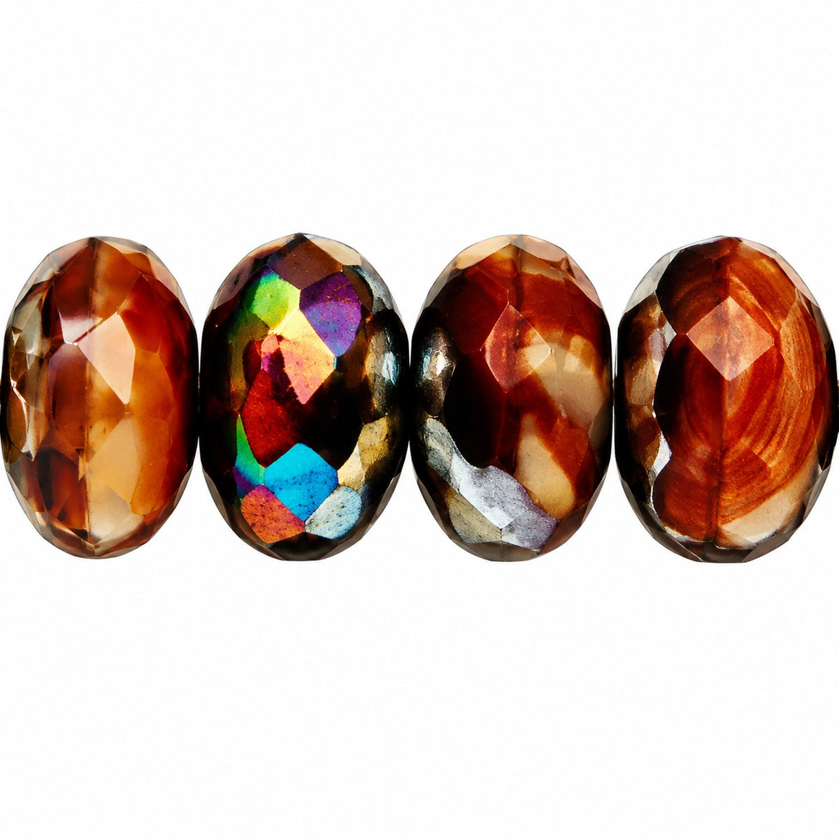 Special Cut Faceted Fire Polished Beads, Gc006 Crystal Vitrail Medium Coating (gc006-28101), Glass, Czech Republic