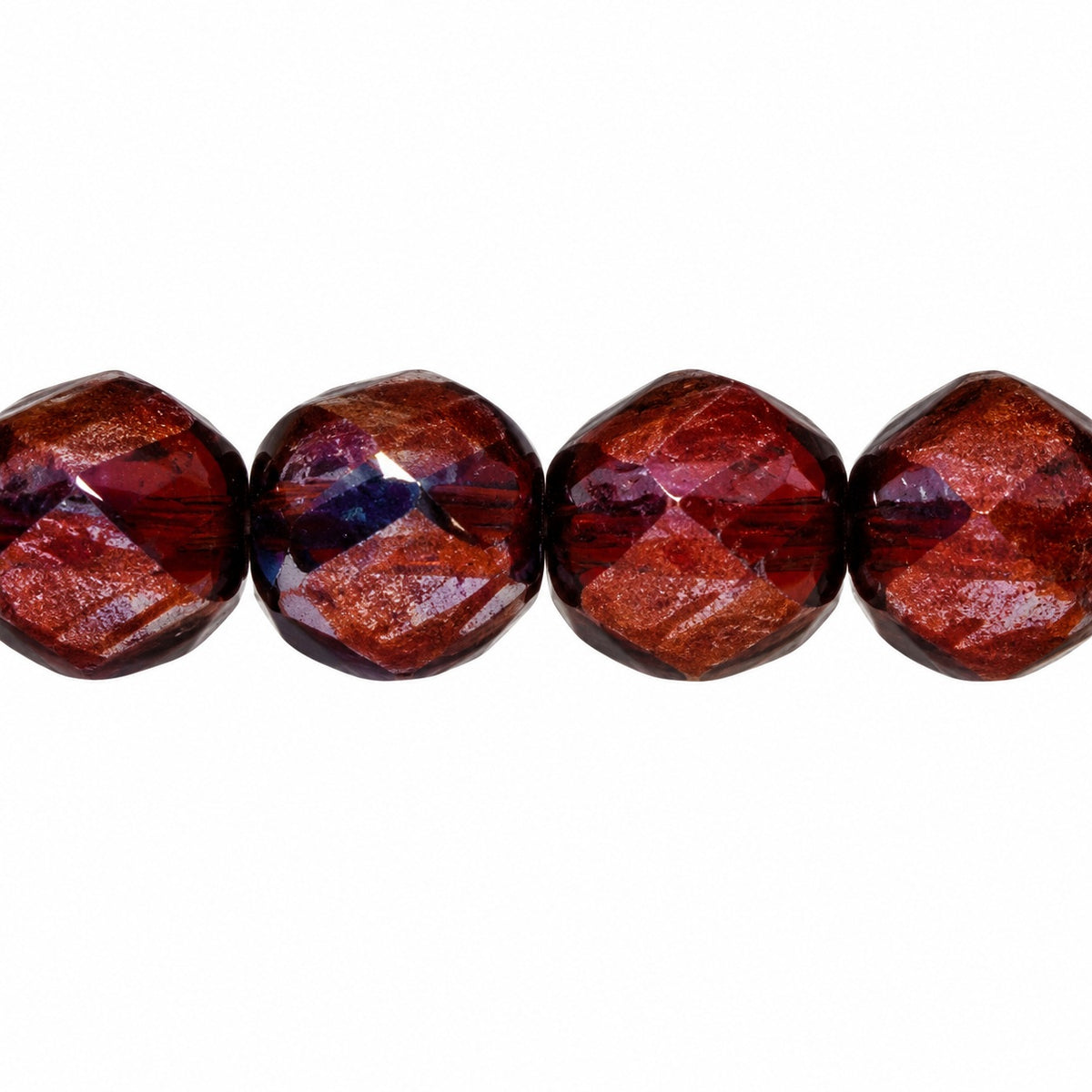Shutter Cut Faceted Fire Polish Beads, Crystal Bronze (00030-14415), Glass, Czech Republic