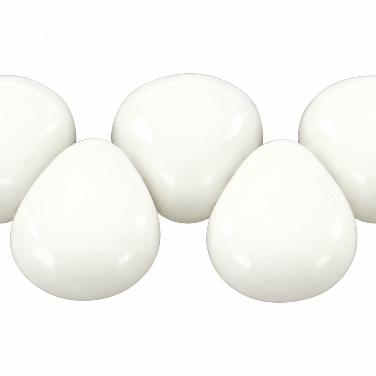 Flat Teardrop Beads, Chalk White (03000), Glass, Czech Republic