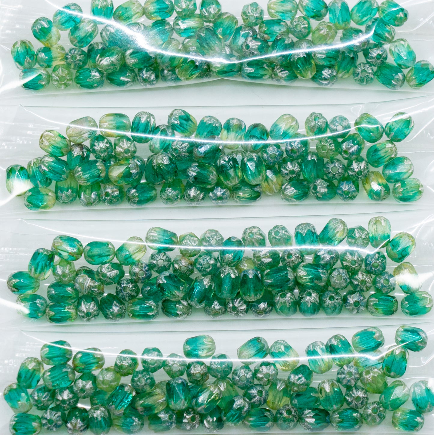 清仓 10 克 多面火抛光珠 特殊切割,6 x 4 毫米,X3123 古董银铜绿 (x3123-81002),玻璃,捷克共和国